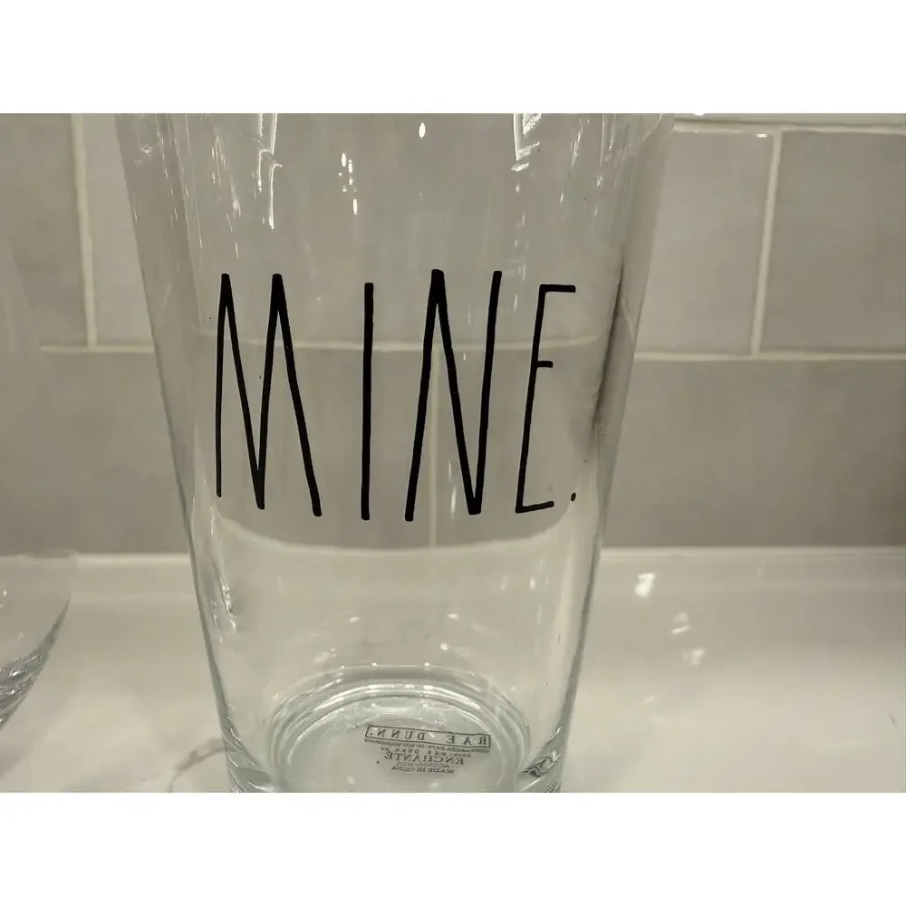 Rae‎ Dunn Yours and Mine Wine and Pint Glasses